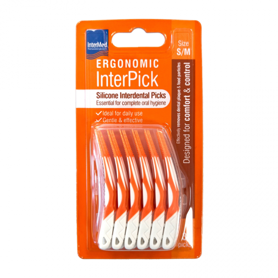 Intermed Ergonomic InterPick Size S/M Μεσοδόντια Σιλικονούχα Βουρτσάκια-Οδοντογλυφίδες 36τμχ
