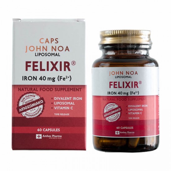 John Noa Liposomal Caps Felixir Iron 40mg & Vit-C 40mg Συμπλήρωμα Σιδήρου με Βιταμίνη C 60 Κάψουλες