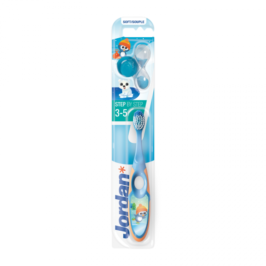 Jordan Step by Step Toothbrush Soft Μαλακή Οδοντόβουρτσα Παιδική 3-5 ετών Πιγκουίνος Μπλε 1 τεμάχιο