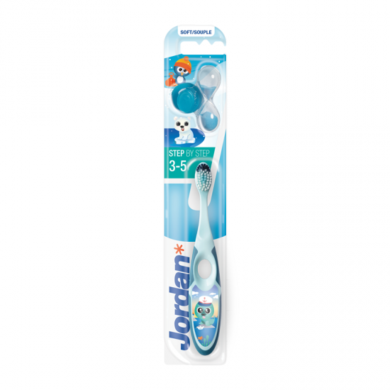 Jordan Step by Step Toothbrush Soft Μαλακή Οδοντόβουρτσα Παιδική 3-5 ετών Φώκια Μπλε 1 τεμάχιο
