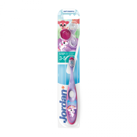 Jordan Step by Step Toothbrush Soft Μαλακή Οδοντόβουρτσα Παιδική 3-5 ετών Μονόκερος Μωβ 1 τεμάχιο