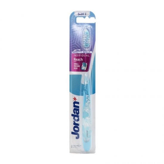 Jordan Individual Reach Toothbrush Soft Blue Flowers Μαλακή Οδοντόβουρτσα Μπλε Λουλούδια 1 Τεμάχιο