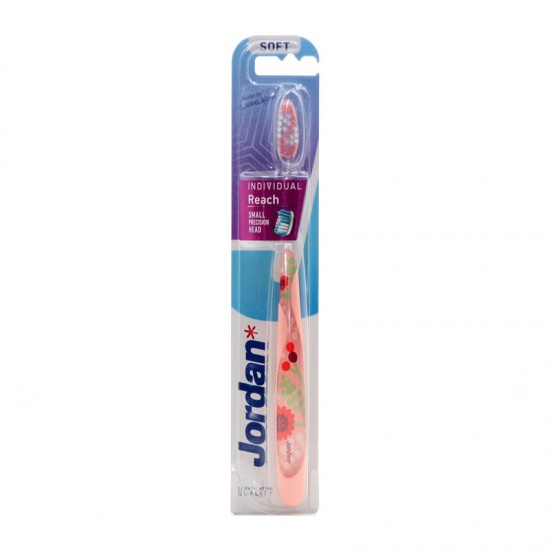 Jordan Individual Reach Toothbrush Soft Pink Μαλακή Οδοντόβουρτσα Ροζ 1 Τεμάχιο