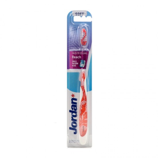 Jordan Individual Reach Toothbrush Soft Red Μαλακή Οδοντόβουρτσα Κόκκινη 1 Τεμάχιο