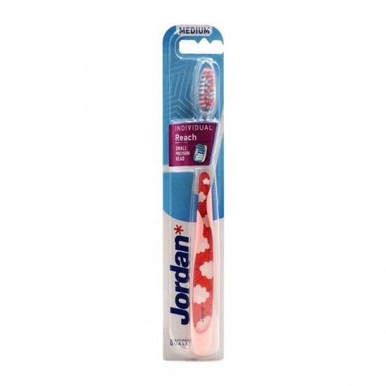 Jordan Individual Reach Toothbrush Medium Red Μέτρια Οδοντόβουρτσα Κόκκινη 1 Τεμάχιο