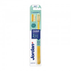 Jordan Change Toothbrush Soft Yellow Μαλακή Οδοντόβουρτσα με 2 Κεφαλές και Καπάκι Ταξιδίου Κίτρινη 1 Τεμάχιο