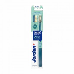 Jordan Change Toothbrush Soft Blue Μαλακή Οδοντόβουρτσα με 2 Κεφαλές και Καπάκι Ταξιδίου Μπλε 1 Τεμάχιο