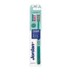 Jordan Change Toothbrush Soft Green Μαλακή Οδοντόβουρτσα με 2 Κεφαλές και Καπάκι Ταξιδίου Πράσινη 1 Τεμάχιο