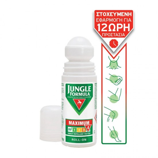 Jungle Formula Maximum Roll-On IRF4 Εντομοαπωθητικό με Διάρκεια έως 12 ώρες για Ενήλικες 50ml
