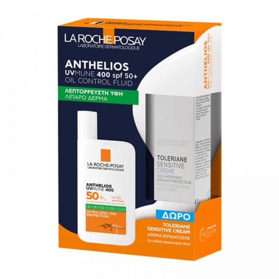La Roche-Posay Anthelios UVMUNE 400 Oil Control Fluid SPF50+ Λεπτόρρευστη Αντηλιακή Προσώπου για Έλεγχο Λιπαρότητας 50ml + ΔΩΡΟ Toleriane Sensitive Cream 15ml