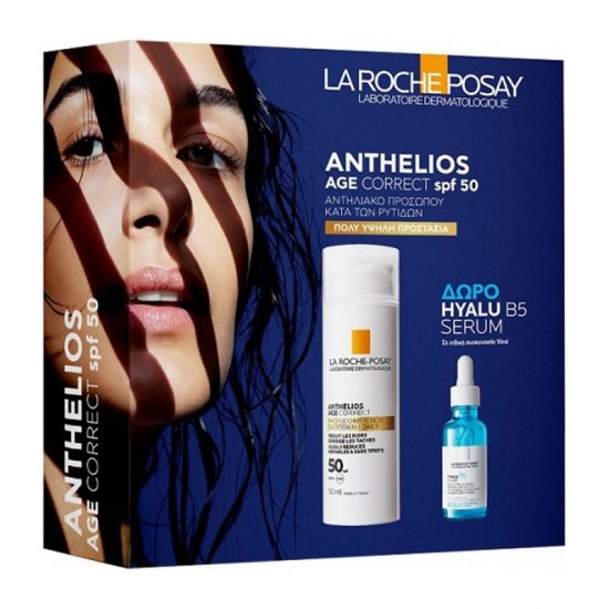 La Roche-Posay Anthelios Age Correct SPF50+ Photocorrection Daily Light Cream 50ml Αντηλιακή Προσώπου κατά των Σημαδιών Γήρανσης + ΔΩΡΟ Hyalu B5 Serum 10ml