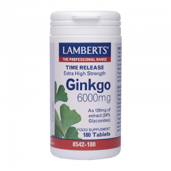 Lamberts Ginkgo 6000mg Time Release Συμπλήρωμα για Ενίσχυση Μνήμης 120 Ταμπλέτες