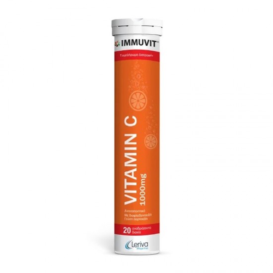 Leriva Immuvit Vitamin C 1000mg Συμπλήρωμα Βιταμίνης C για Ενίσχυση Ανοσοποιητικού με Γεύση Πορτοκάλι 20 Αναβράζοντα Δισκία