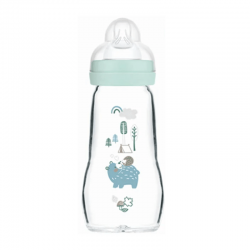 MAM Μπιμπερό Γυάλινο Feel Good 2+ μηνών με Θηλή Σιλικόνης No2 Χρώμα Μπλε 260ml