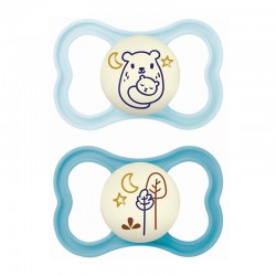 MAM Πιπίλα Σιλικόνης Air Night 16+ μηνών Χρώμα Γαλάζιο 2τμχ