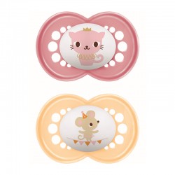 MAM Πιπίλα Καουτσούκ Original 16+ μηνών Χρώμα Ροζ 2τμχ