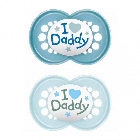 MAM Πιπίλα Σιλικόνης Original Daddy 16+ μηνών Χρώμα Μπλε 2τμχ
