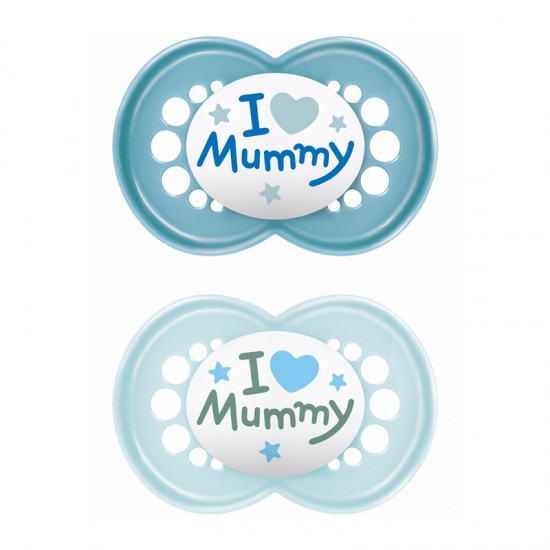 MAM Πιπίλα Σιλικόνης Original Mummy 16+ μηνών Χρώμα Γαλάζιο 2τμχ