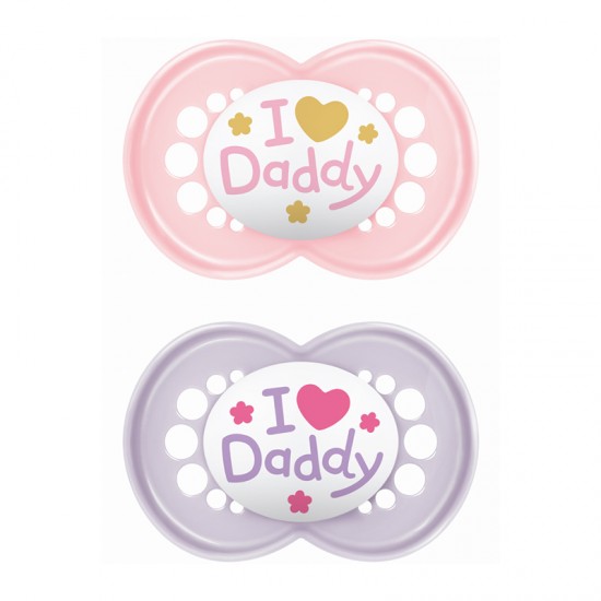 MAM Πιπίλα Σιλικόνης Original Daddy 16+ μηνών Χρώμα Μωβ 2τμχ