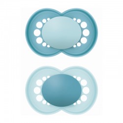 MAM Πιπίλα Σιλικόνης Original Unprinted 16+ μηνών Χρώμα Μπλε 2τμχ
