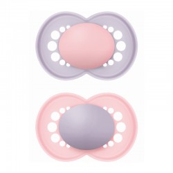 MAM Πιπίλα Σιλικόνης Original Unprinted 16+ μηνών Χρώμα Μωβ 2τμχ