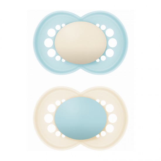 MAM Πιπίλα Σιλικόνης Original Unprinted 16+ μηνών Χρώμα Κρεμ 2τμχ