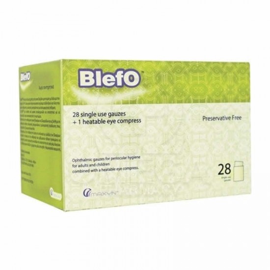 Maxyn Blefo ΟΦθαλμικές Γάζες για Περιοφθαλμική Υγιεινή Ενηλίκων & Παιδιών 28 Γάζες μία Χρήσης + 1 Θερμαινόμενο Επίθεμα Ματιών