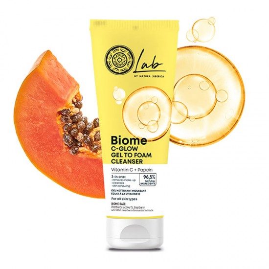 Natura Siberica Lab Biome C-Glow Gel to Foam Cleanser Αφρώδες Τζελ Καθαρισμού 140ml