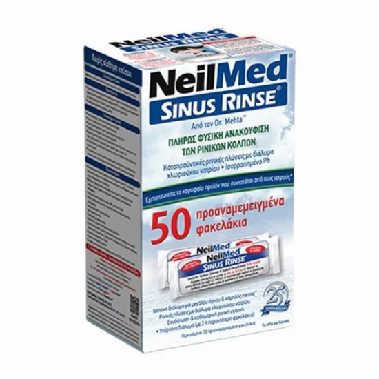 NeilMed Sinus Rinse Adults Ανταλλακτικά Φακελάκια για Συσκευή Ρινικών Πλύσεων Ενηλίκων 50τμχ