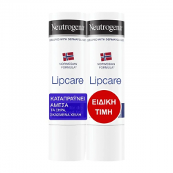 Neutrogena Lipcare Λιπ Στικ που Καταπραΰνει Άμεσα τα Ξηρά και Σκασμένα Χείλη 4.8g x 2τμχ Ειδική Τιμή