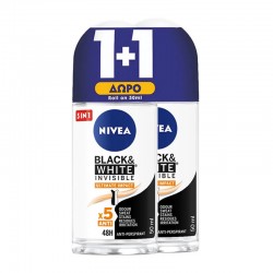 Nivea Deodorant Roll On Invisible Black & White Ultimate Impact 48h 1+1 ΔΩΡΟ 2x50ml