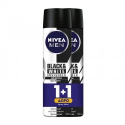 Nivea Deodorant Spray Men Black & White Invisible Original Anti-Perspirant 48h 1+1 ΔΩΡΟ 2x150ml