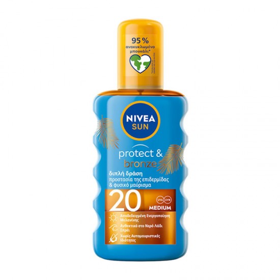 Nivea Sun Protect & Bronze Spray Oil SPF20 Αντηλιακό Λάδι Σώματος σε Σπρέι 200ml