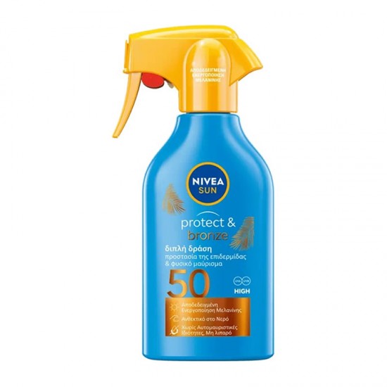 Nivea Sun Protect & Bronze Trigger Spray SPF50 Αντηλιακό Γαλάκτωμα Σώματος σε Σπρέι για Διατήρηση Μαυρίσματος 270ml