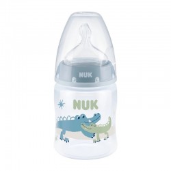 NUK First Choice+ Temperature Control Μπιμπερό Πλαστικό με Θηλή Σιλικόνης Μεσαίας Οπής 0-6 μηνών Μπλε 150ml 
