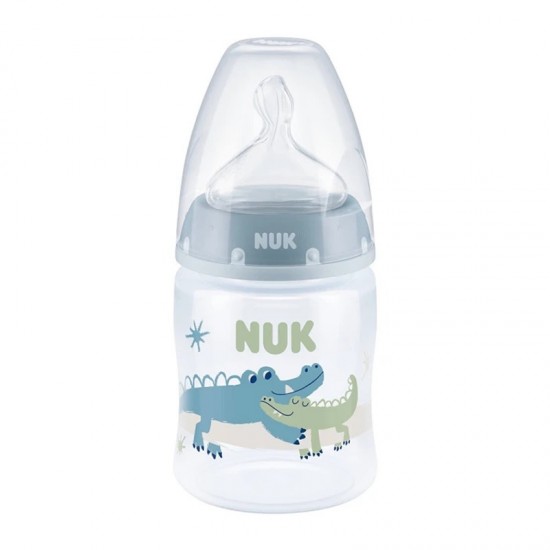 NUK First Choice+ Temperature Control Μπιμπερό Πλαστικό με Θηλή Σιλικόνης Μεσαίας Οπής 0-6 μηνών Μπλε 150ml 