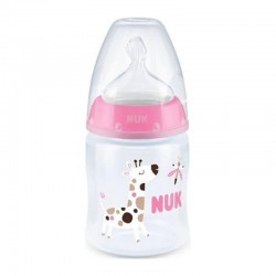 NUK First Choice+ Temperature Control Μπιμπερό Πλαστικό με Θηλή Σιλικόνης Μεσαίας Οπής 0-6 μηνών Ροζ 150ml 