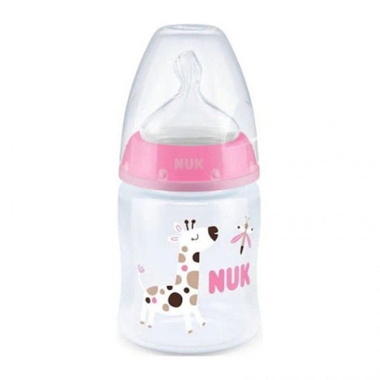 NUK First Choice+ Temperature Control Μπιμπερό Πλαστικό με Θηλή Σιλικόνης Μεσαίας Οπής 0-6 μηνών Ροζ 150ml 