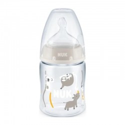NUK First Choice+ Temperature Control Μπιμπερό Πλαστικό με Θηλή Σιλικόνης Μεσαίας Οπής 0-6 μηνών Γκρι 150ml 