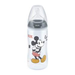 NUK First Choice+ Temperature Control 6-18m Πλαστικό Μπιμπερό με Θηλή Σιλικόνης Μεσαίας Οπής Mickey 240ml	