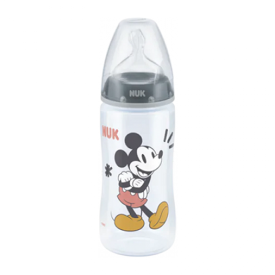 NUK First Choice+ Temperature Control 6-18m Πλαστικό Μπιμπερό με Θηλή Σιλικόνης Μεσαίας Οπής Mickey 240ml	