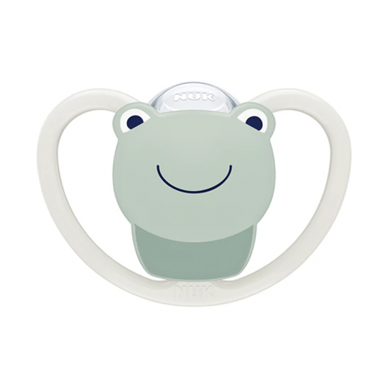 NUK Πιπίλα Σιλικόνης Space Πράσινο-Λευκό Χελονάκι 0-6 μηνών με Θήκη 1 Τεμάχιο