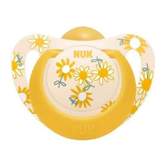 NUK Πιπίλα Καουτσούκ (Latex) Star Ηλιοτρόπια 18-36 μηνών με Θήκη 1 Τεμάχιο