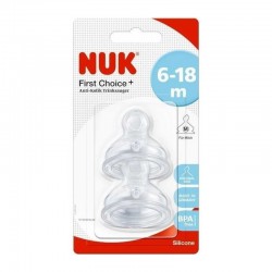 NUK First Choice Plus Θηλή Σιλικόνης Κατά των Κολικών 6-18 μηνών Μεσαία Οπή 2τμχ