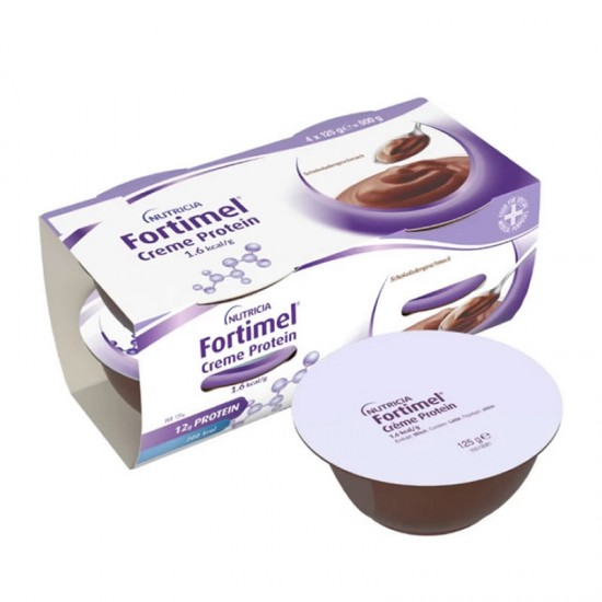 Nutricia Fortimel Creme Protein Chocolate Υπερπρωτεϊνική & Yπερθερμιδική Θρεπτική Κρέμα Όγκου με Γεύση Σοκολάτα 4x125g