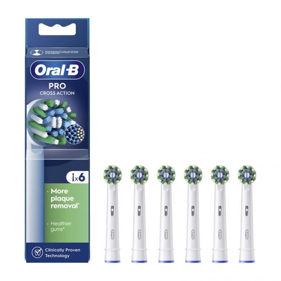 Oral-B Pro Cross Action Ανταλλακτικές Κεφαλές Λευκές για Ηλεκτρική Οδοντόβουρτσα 6τμχ