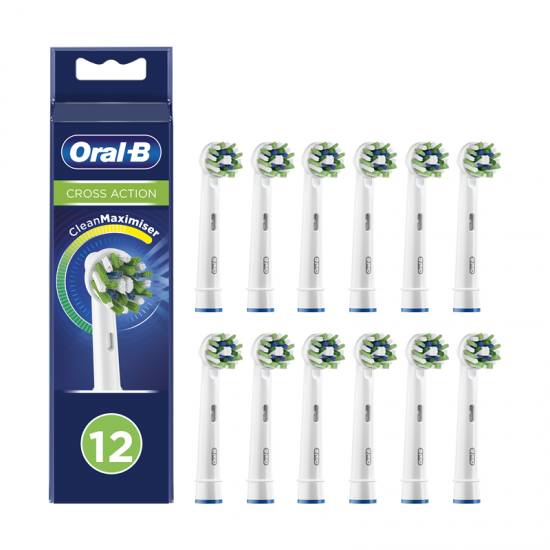 Oral-B Cross Action Ανταλλακτικές Κεφαλές Λευκές για Ηλεκτρική Οδοντόβουρτσα 12τμχ	