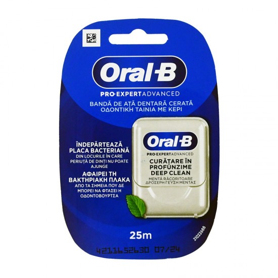 Oral-B Pro-Expert Advanced Deep Clean Dental Floss 25m Οδοντικό Νήμα με Κερί & Δροσερή Γεύση Μέντας 1τμχ