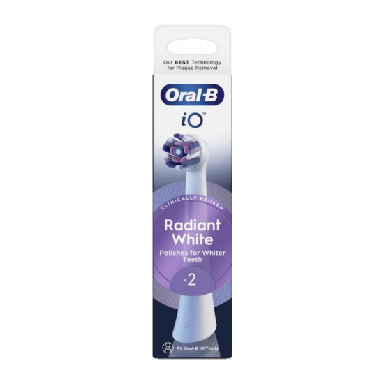 Oral-B iO Radiant White Ανταλλακτικές Κεφαλές Λευκές για Ηλεκτρική Οδοντόβουρτσα 2 Τεμάχια