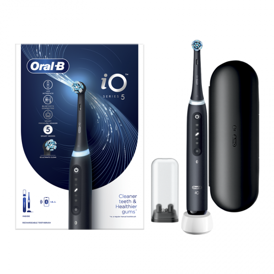 Oral-B iO Series 5 Magnetic Black Ηλεκτρική Οδοντόβουρτσα Μαύρη με Θήκη Ταξιδίου